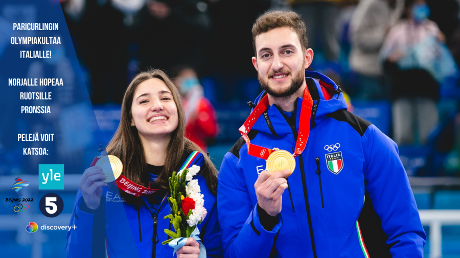Paricurlingin olympiavoittajat - Italian Stefania Constantini & Amos Mosaner